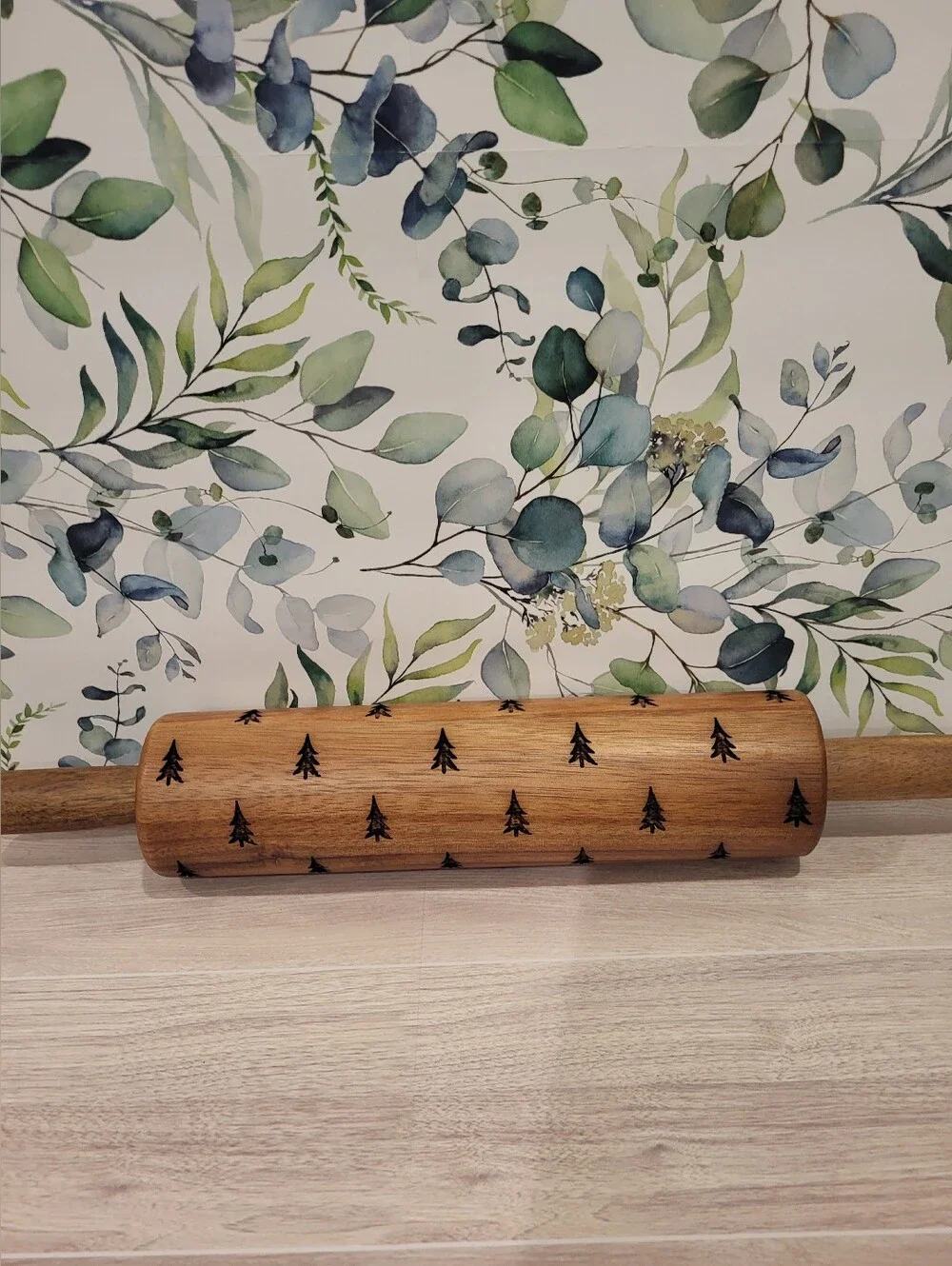 Hearth And Hand With Magnolia Engraved Wooden Rolling Pin with Tree Pattern